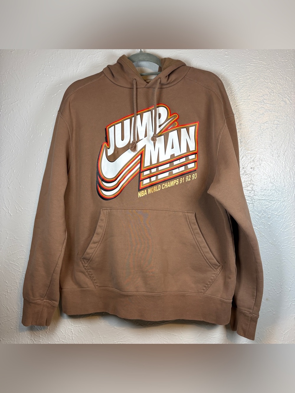 Men's NIKE Air Jordan Jumpman Core Fleece Pullover Hoodie size Large Brown